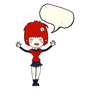 Konuşma baloncuğu olan vampir kız.