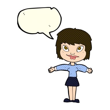 konuşma balonu ile açık amrs kadınla çizgi film