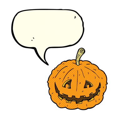 Konuşma baloncuğuyla sırıtan bir çizgi film.