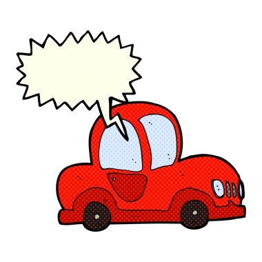 Konuşma baloncuklu çizgi film arabası