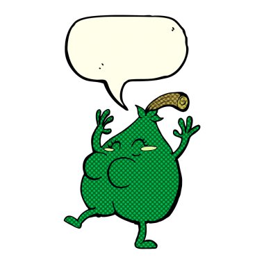 Konuşma baloncuklu güzel bir armut çizgi filmi.