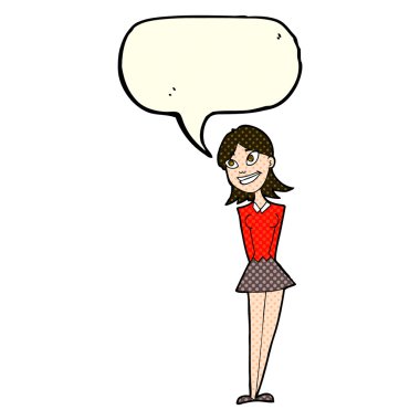 çizgi film mutlu kadın konuşma balonu ile