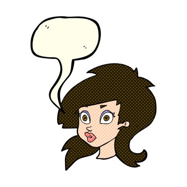 çizgi film oldukça şaşırmış kadınla konuşma balonu