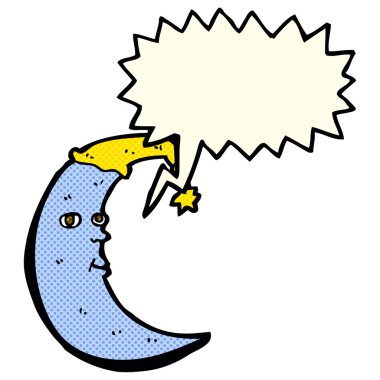 Konuşma baloncuklu uykulu ay çizgi filmi