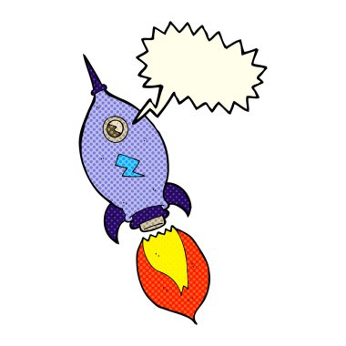 Konuşma baloncuklu çizgi film uzay gemisi