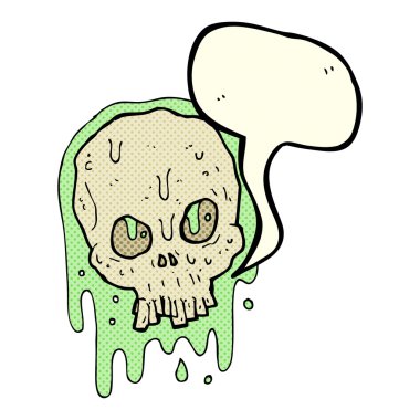 Konuşma baloncuklu sümüksü kafatası