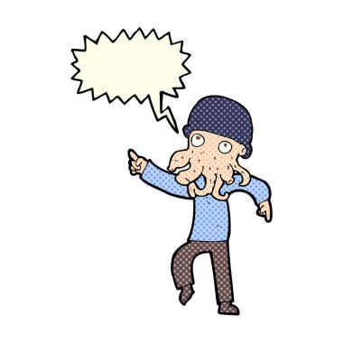 çizgi film uzaylı adam konuşma baloncuğuyla dans ediyor