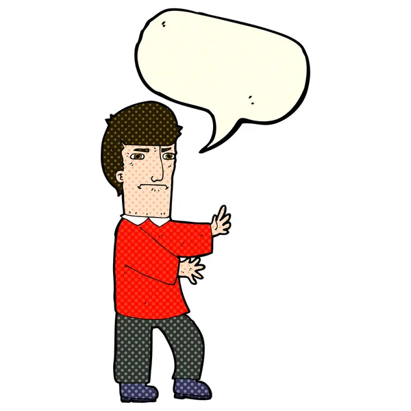 Karikatur mürrischer Mann mit Sprechblase — Stockvektor
