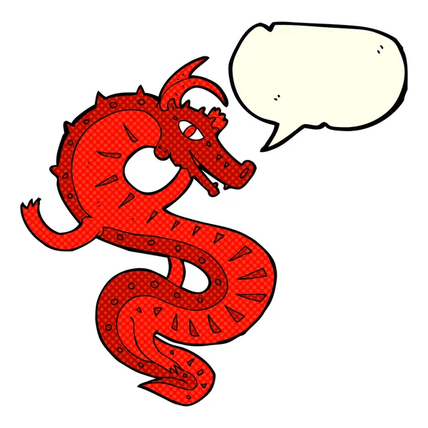 Saxon dragon cartoon with speech bubble — стоковый вектор