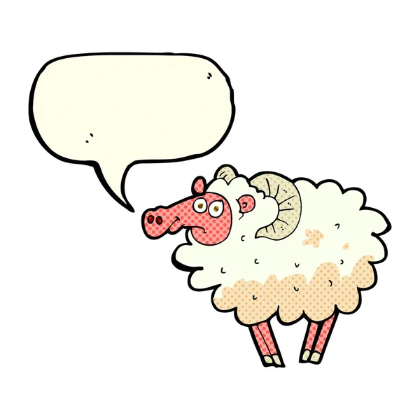Dibujos animados ovejas sucias con burbuja de habla — Vector de stock