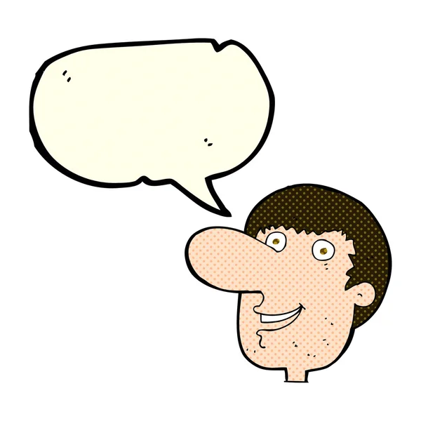 Cartoon happy male face with speech bubble — Stock Vector