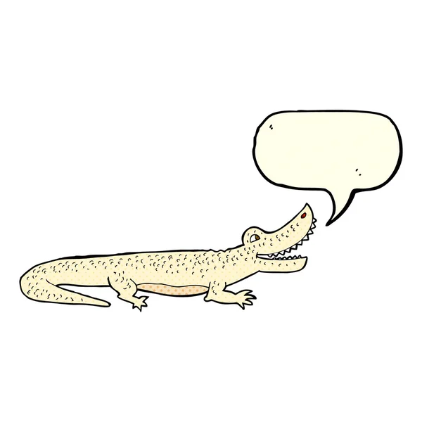 Rajzfilm boldog krokodil beszéd buborék — Stock Vector