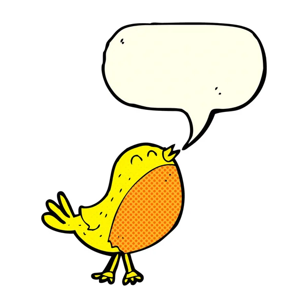 Oiseau chanteur de dessin animé avec bulle de parole — Image vectorielle