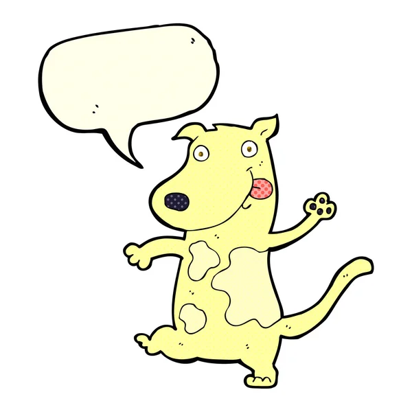 Cartoon gelukkig hond met spraakzeepbel — Stockvector