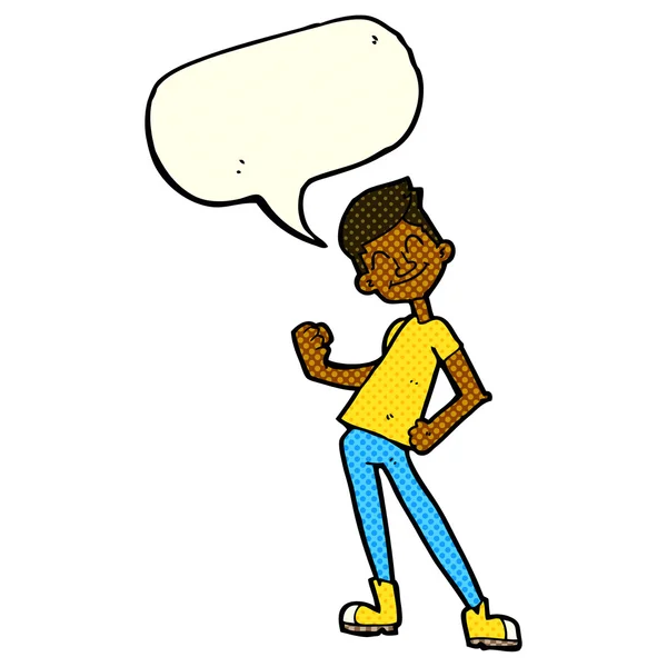Cartoon vieren man met spraakzeepbel — Stockvector