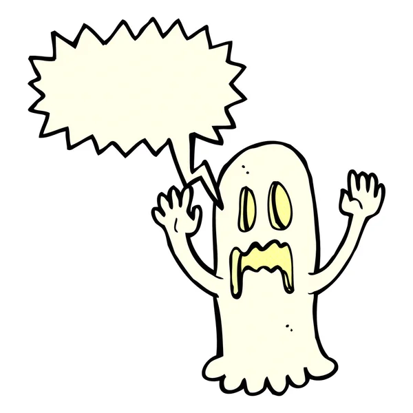 Cartoon spooky ghost with speech bubble — Stock Vector