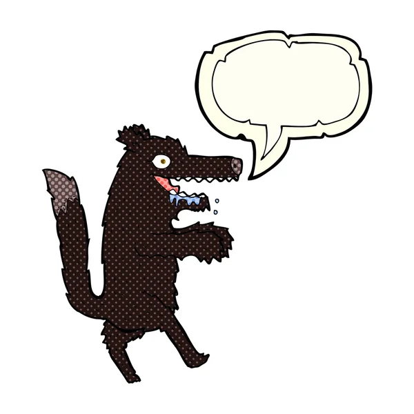Dessin animé grand méchant loup avec bulle de parole — Image vectorielle