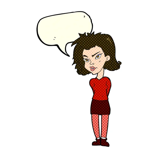 Karikatur Frau mit Sprechblase — Stockvektor