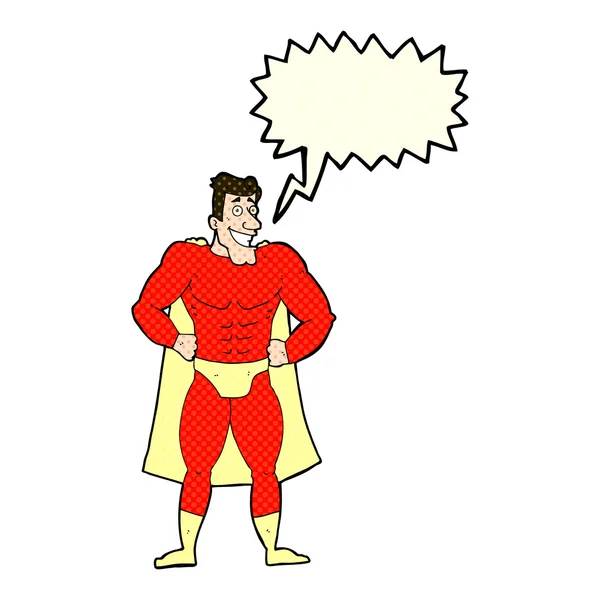 Superhéroe de dibujos animados con burbuja de habla — Archivo Imágenes Vectoriales