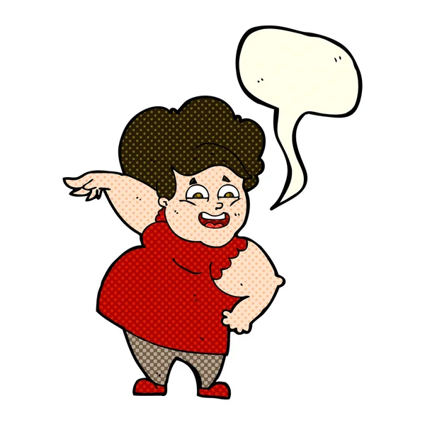 Dessin animé oveweight femme avec bulle de parole — Image vectorielle