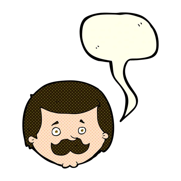 Dessin animé homme avec moustache avec bulle de parole — Image vectorielle