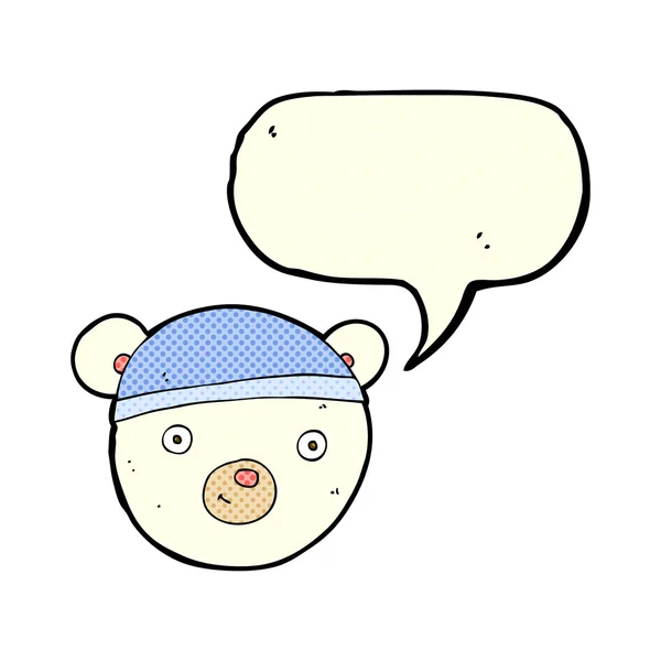 Cartoon polar bear face with speech bubble — Stock Vector