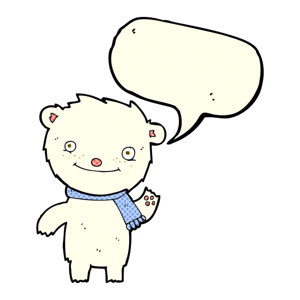 Cartoon cute polar bear with speech bubble — Stock Vector