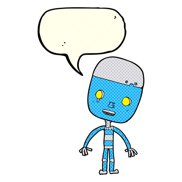 Cartoon sad robot with speech bubble — Stock Vector