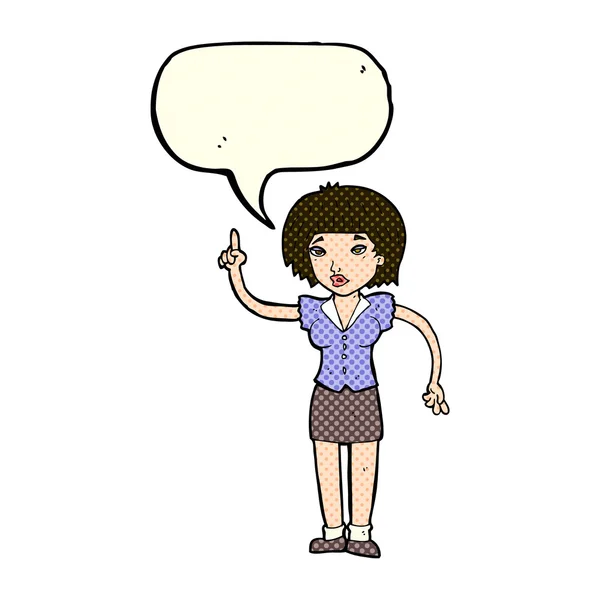 Γυναίκα κινουμένων σχεδίων με την ιδέα με το συννεφάκι λόγου — Διανυσματικό Αρχείο
