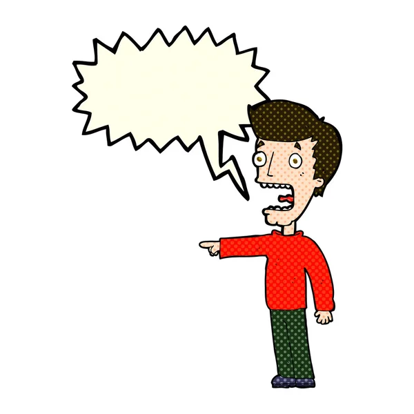 Cartoon homem aterrorizado com bolha de fala —  Vetores de Stock