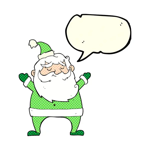 Jolly santa cartoon with speech bubble — Stock Vector