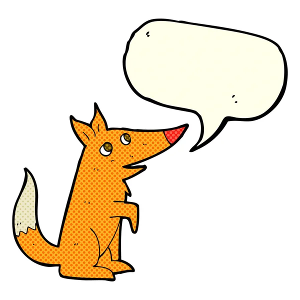 Dibujos animados cachorro de zorro con burbuja de habla — Archivo Imágenes Vectoriales