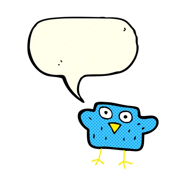 Pájaro de dibujos animados con burbuja del habla — Vector de stock