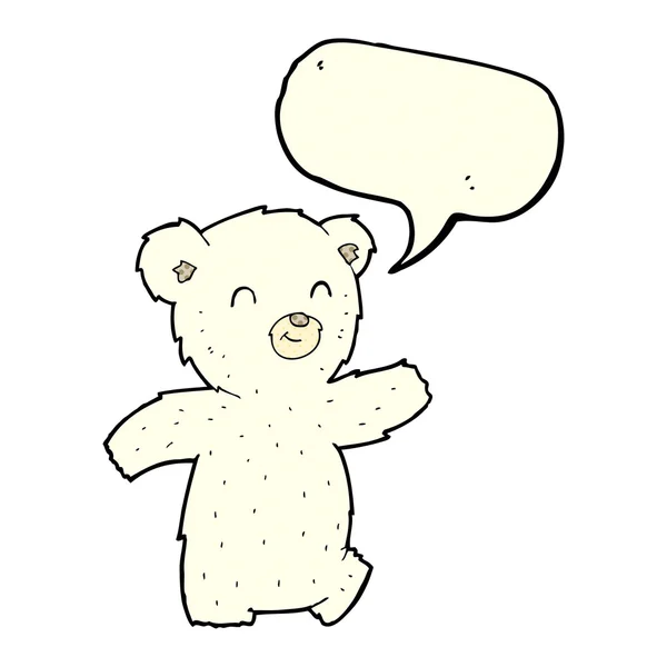 Cute cartoon polar bear with speech bubble — Stock Vector