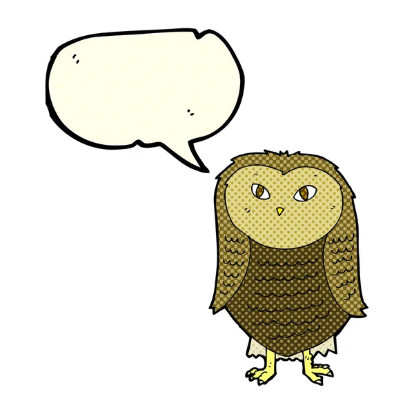 Cartoon owl with speech bubble — Stock Vector