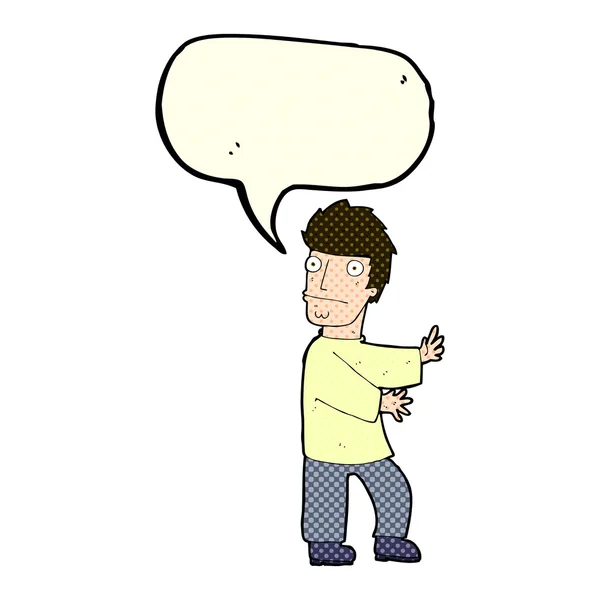Hombre nervioso de dibujos animados con burbuja del habla — Archivo Imágenes Vectoriales