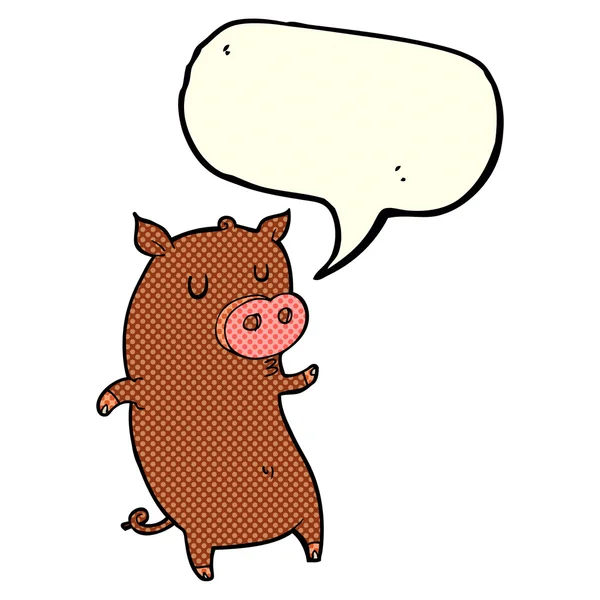 Funny cartoon pig with speech bubble — Stock Vector