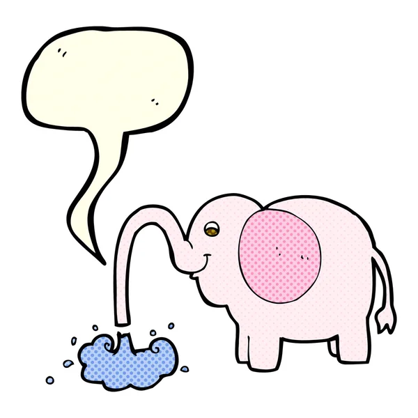 Caricature éléphant éjacule d'eau avec bulle de parole — Image vectorielle