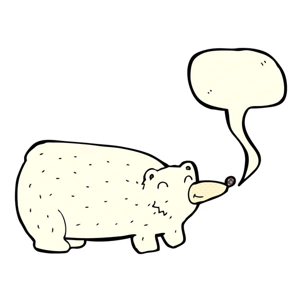 Grappige cartoon ijsbeer met tekstballon — Stockvector