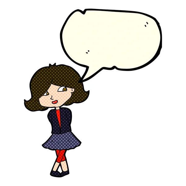 Dibujos animados chica feliz con burbuja del habla — Archivo Imágenes Vectoriales
