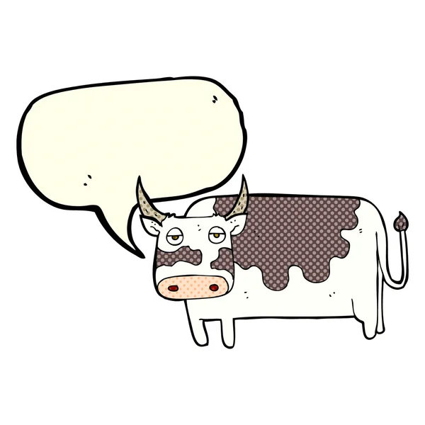 Vaca de dibujos animados con burbuja de habla — Vector de stock