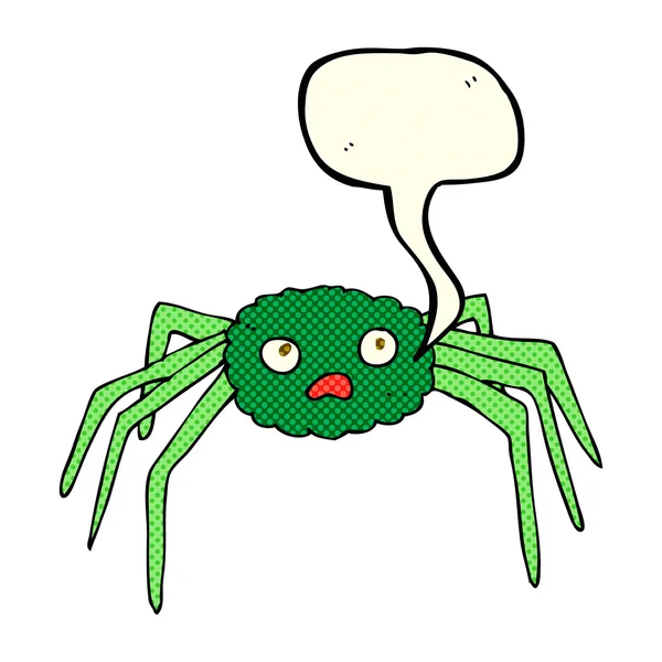 スピーチバブルを持つ漫画のクモ — ストックベクタ