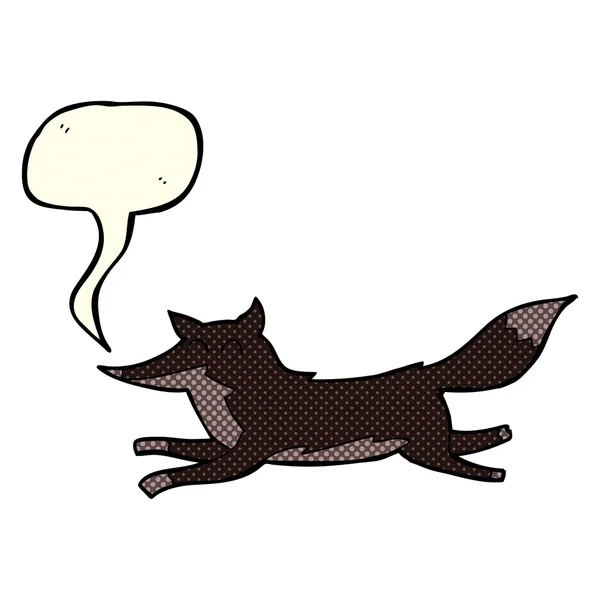 Loup de course de dessin animé avec bulle de parole — Image vectorielle