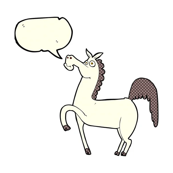 Смешной мультяшный конь с пузырём речи — стоковый вектор