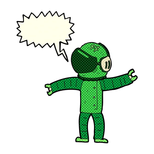 漫画の宇宙飛行士とスピーチバブル — ストックベクタ