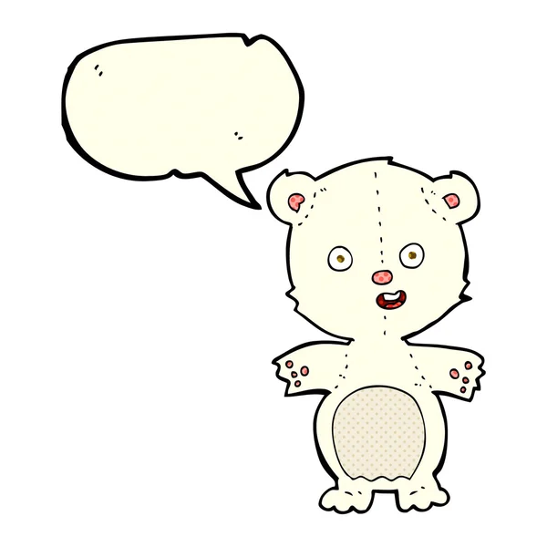 Милый мультфильм про белого медведя с пузырьком речи — стоковый вектор
