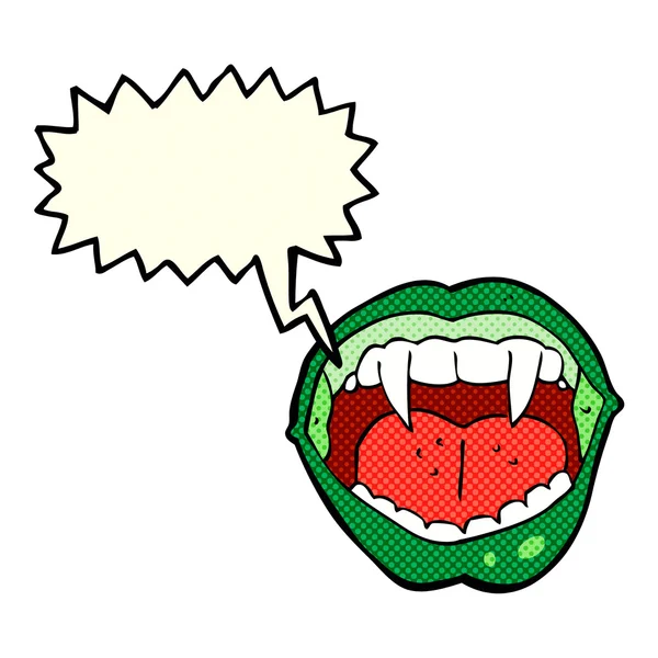 Kreslené upíří ústa s hlasovou bublinou — Stockový vektor