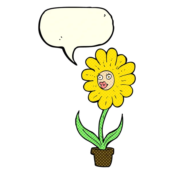 Cartoon Blume mit Sprechblase — Stockvektor