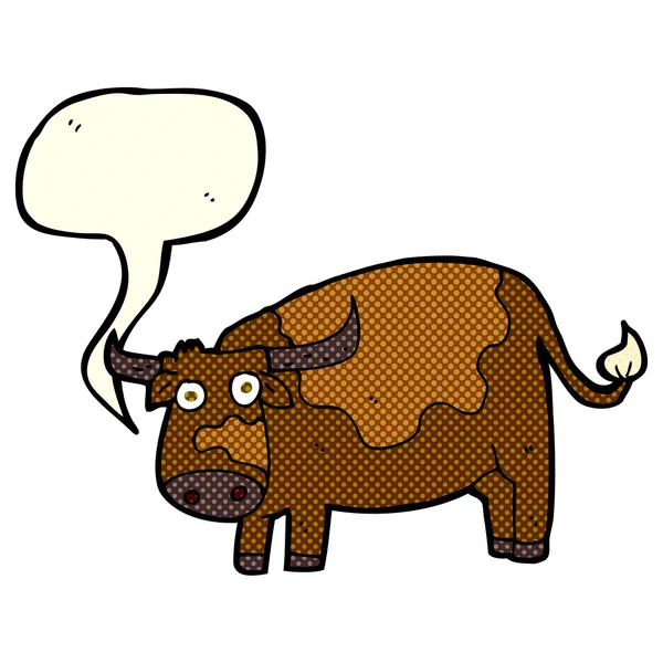 Vache dessin animé avec bulle de parole — Image vectorielle