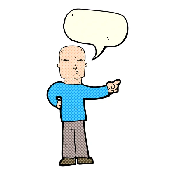 Dessin animé pointant homme avec bulle de parole — Image vectorielle